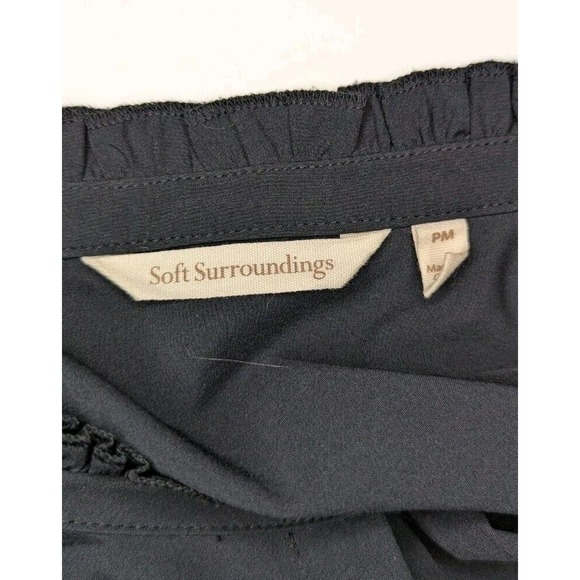 Soft Surroundings Vivian Black Ruffle High Neck Gold Button Up Shirt Size MP - Picture 8 of 9